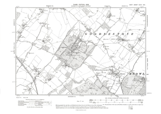 Goodnestone, Chillenden, Knowlton, old map Kent 1908: 47SE