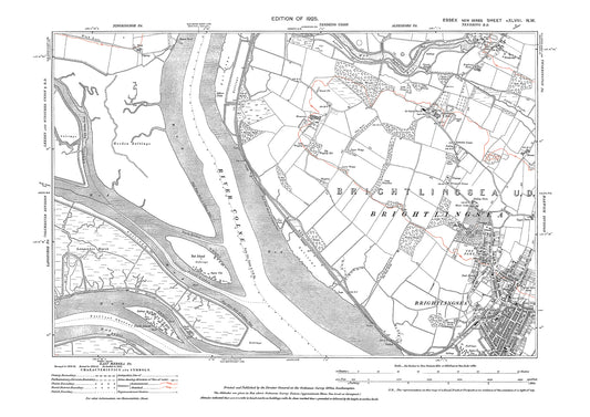 Old OS map dated 1925, showing Brightlingsea (west) in Essex - 48NW