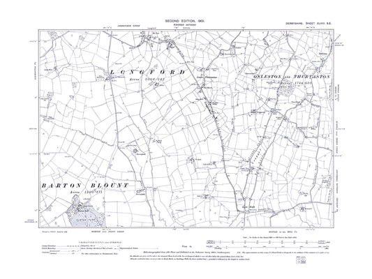 Old OS map dated 1901, showing Osleston in Derbyshire 48SE