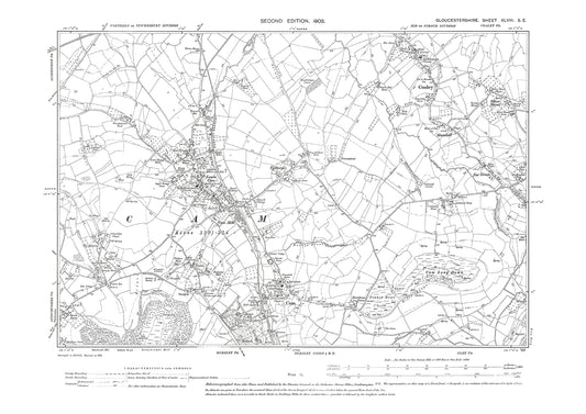 Old OS map dated 1903, showing Cam, Lower Cam, Coaley, Stinchcombe (east) in Gloucestershire - 48SE