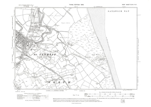 Sandwich, old map Kent 1908: 48NE
