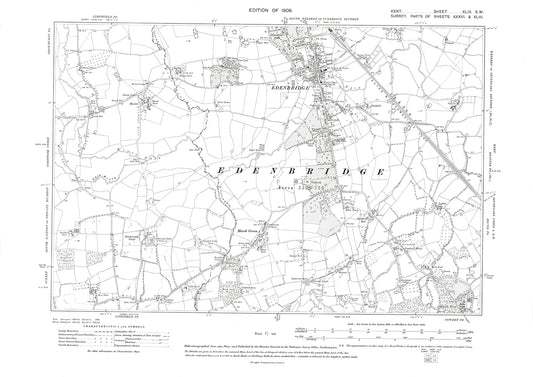 Edenbridge, old map Kent 1909: 49SW
