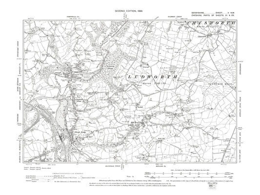 Old OS map dated 1899, showing Compstall, Marple Bridge, Mill Brow in Derbyshire 5NW