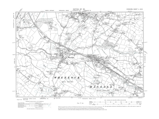Old OS map dated 1911, showing Sandbach (south), Wheelock in Cheshire 50SW
