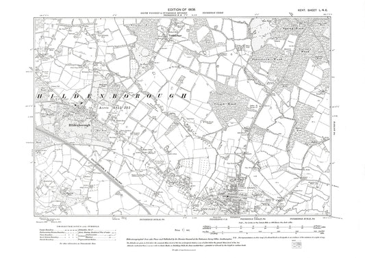 Hildenborough, Cage Green Tonbridge (north), old map Kent 1909: 50NE
