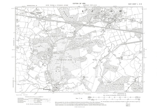 Leigh, Penshurst (north), old map Kent 1909: 50SW
