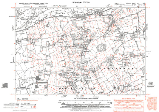 Old OS map dated 1947, showing Netteswell Cross, Netteswell, Little Parndon, Great Parndon and Hare Street in Essex - 51NE