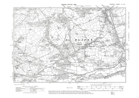 St Blazey, old map Cornwall 1908: 51NW