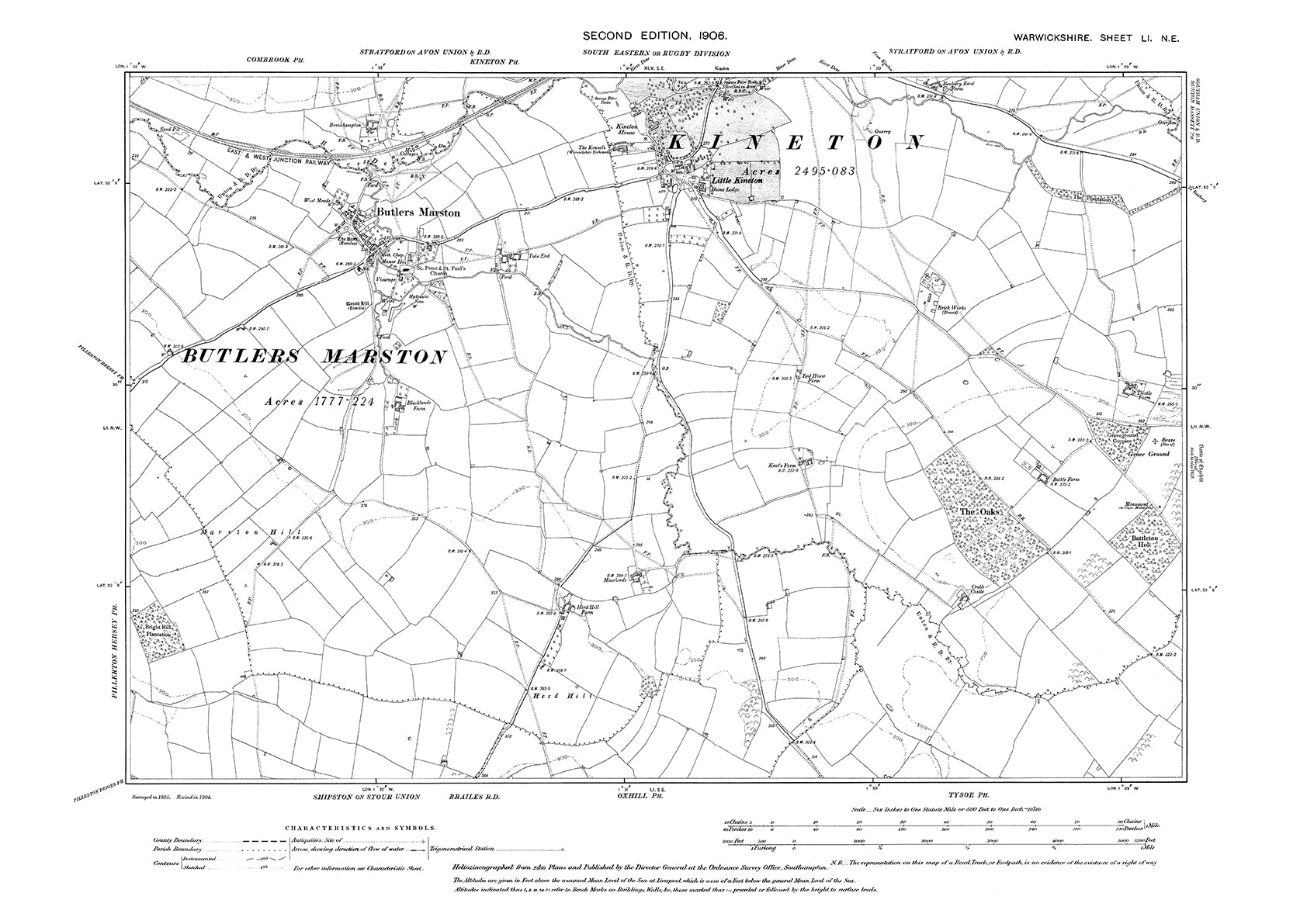 Butlers Marston, Little Kineton, old map Warwickshire 1906: 51NE – Old ...