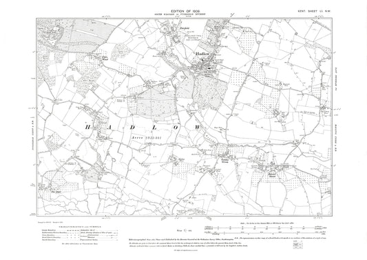 Hadlow, old map Kent 1909: 51NW