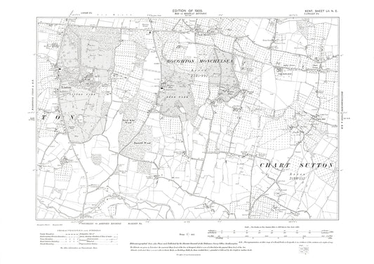 Boughton Monchelsea, Linton, Chart Sutton, old map Kent 1909: 52NE
