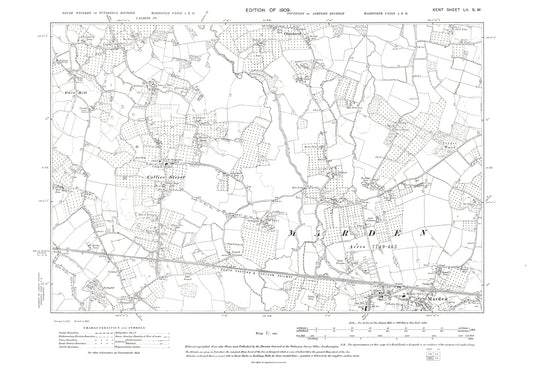 Marden (north), Collier Street, old map Kent 1909: 52SW