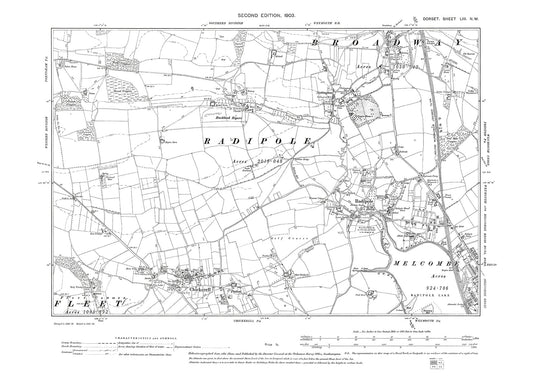 Old OS map dated 1903, showing Radipole, Chickerell in Dorset - 53NW