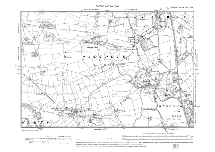 Old OS map dated 1903, showing Radipole, Chickerell in Dorset - 53NW ...