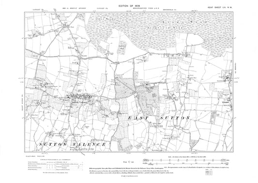 Grafty Green, Ulcombe, old map Kent 1909: 53NESutton Valence, East Sutton, old map Kent 1909: 53NW