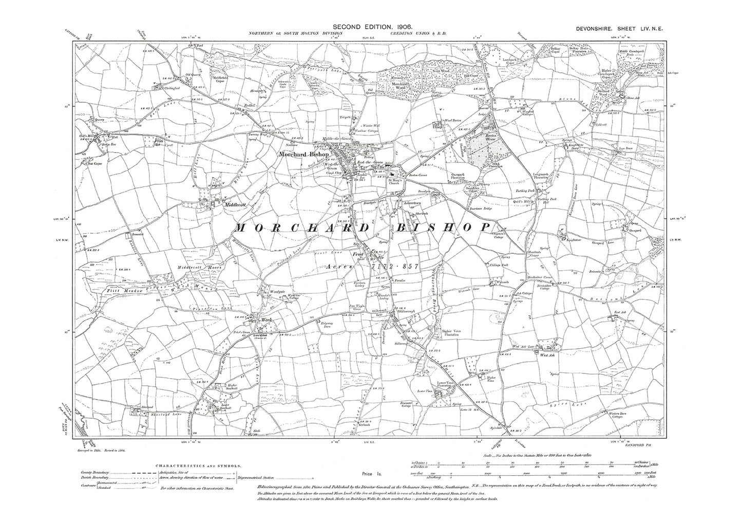 Morchard Bishop,, Old Map Devon 1906: 54NE