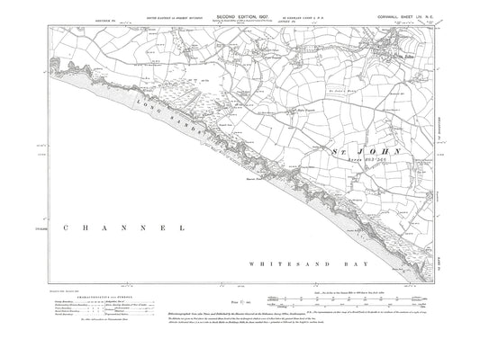 St John, old map Cornwall 1907: 54NE