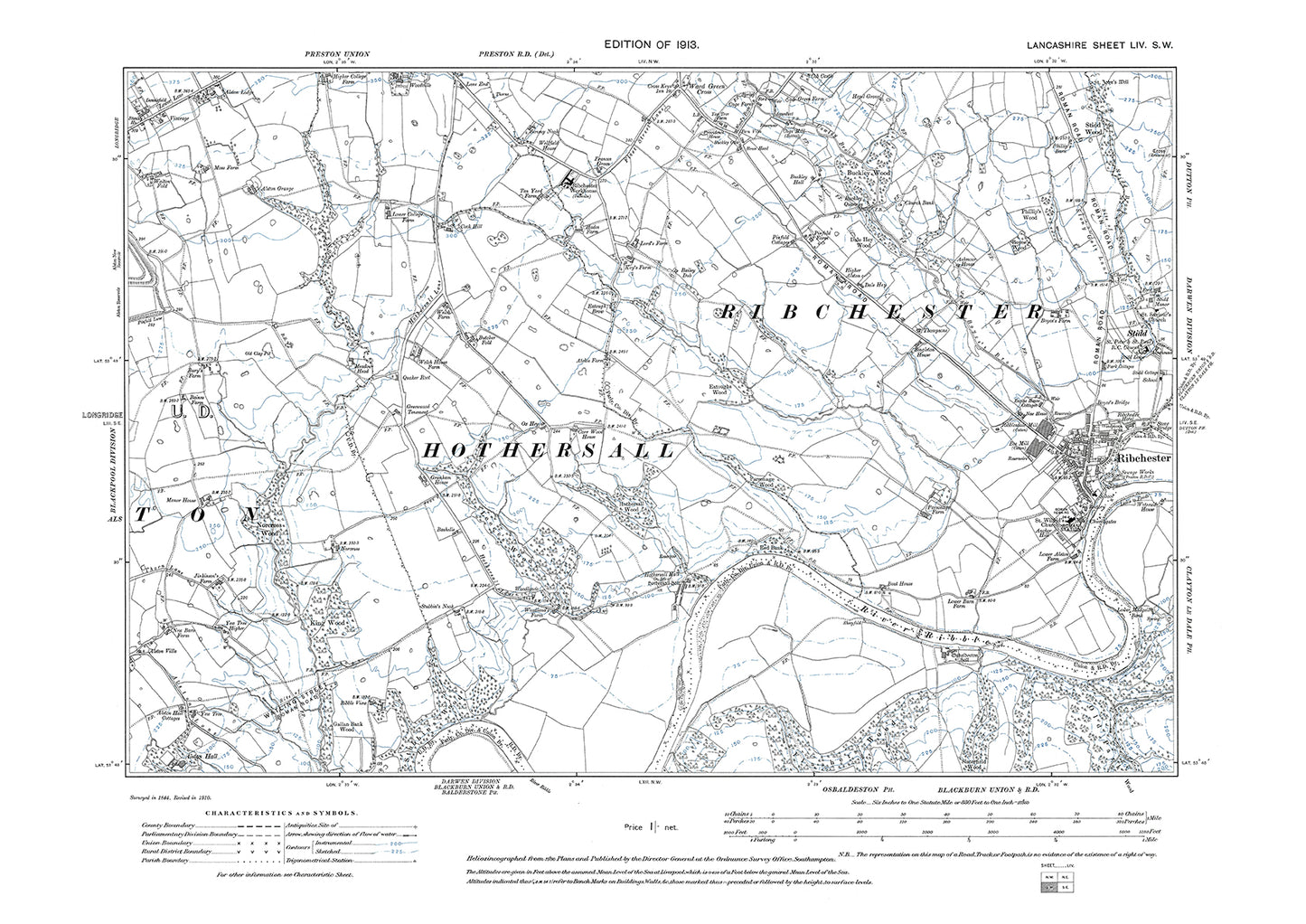 Ribchester - Lancashire in 1913 : 54SW