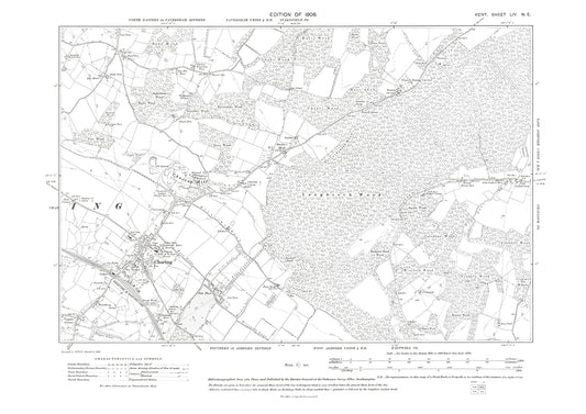 Charing, old map Kent 1908: 54NE