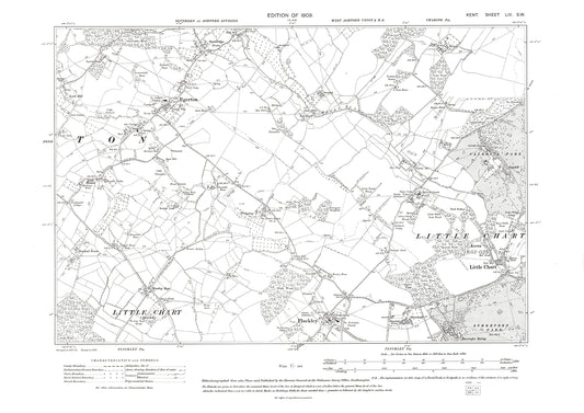 Egerton, Pluckley, Little Chart, old map Kent 1909: 54SW