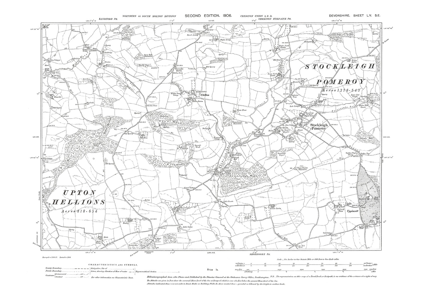 Stockleigh Pomeroy, Old Map Devon 1906: 55SE