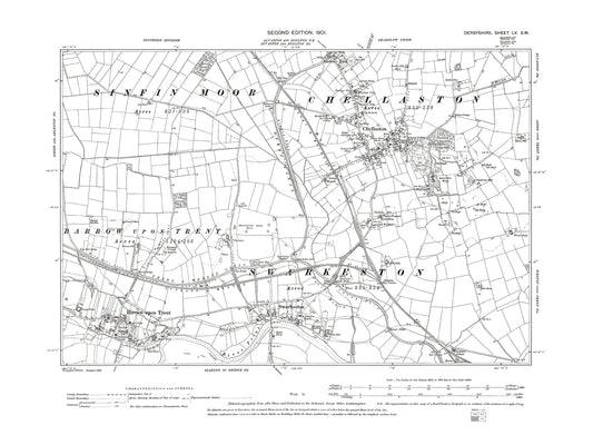 Old OS map dated 1901, showing Chellaston, Barrow upon Trent, Swarkeston in Derbyshire 55SW