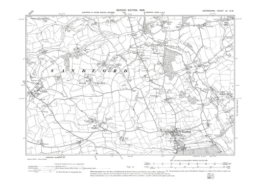 Sandford, Upton Hellions, Old Map Devon 1906: 55SW
