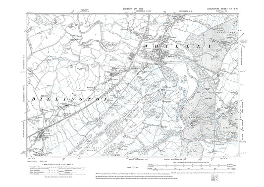 Whalley, Billington, Langho - Lancashire in 1913 : 55SW