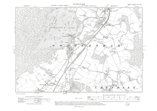 Godmersham, Crundale, old map Kent 1909: 55NE