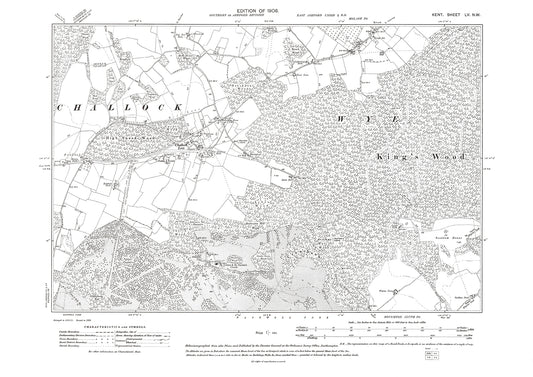 Challock, old map Kent 1909: 55NW