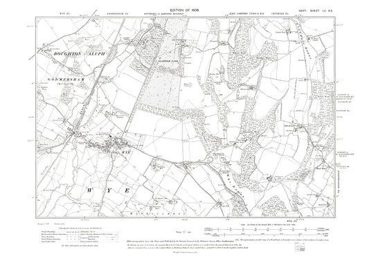 Wye, old map Kent 1909: 55SE