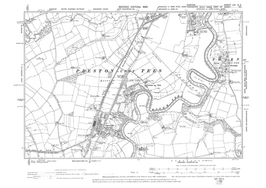 Old OS map dated 1899, showing Stockton on Tees (south) and Eaglescliffe Junction in Durham - 56NE