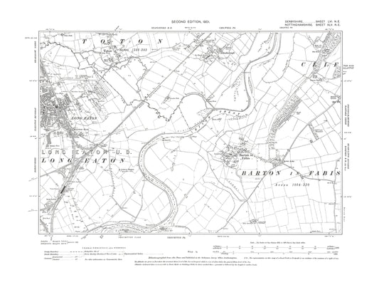 Old OS map dated 1901, showing Long Eaton in Derbyshire 56NE