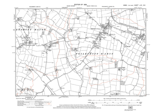 Old OS map dated 1924, showing Tolleshunt D'Arcy and Tolleshunt Major in Essex - 56NE