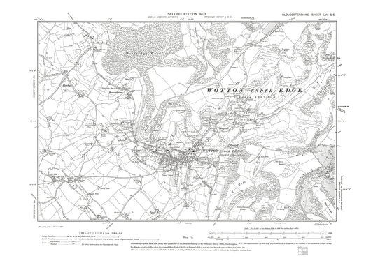 Old OS map dated 1903, showing Wotton under Edge in Gloucestershire - 56SE