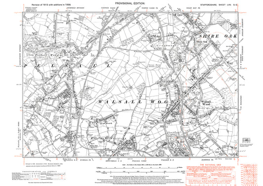 Walsall Wood, Pelsall, Shire Oak, Shelfield, old map Staffs 1938: 57SE