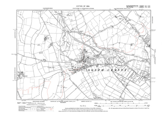 Old OS map dated 1903, showing South Cerney in Gloucestershire - 59NE