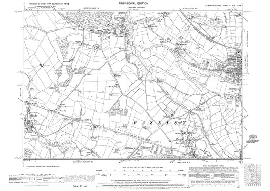 Tamworth (west), Hopwas, Hints (east), Bonehill, old map Staffs 1938: 59SW