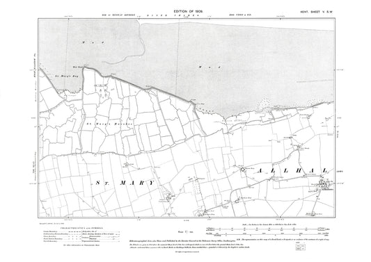 Allhallows, old map Kent 1909: 5SW