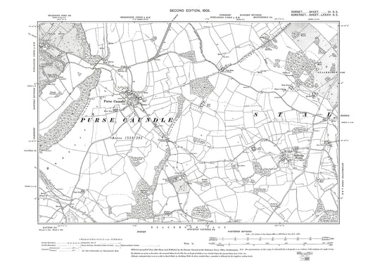 Old OS map dated 1903, showing Purse Caundle, Stalbridge Weston in Dorset - 6SE