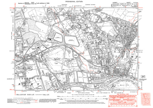 Hurst Park racecourse old map Surrey 1938: 6SW