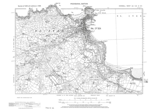 St Ives, Carbis Bay, Halse Town, old map Cornwall 1938: 61NE-SE