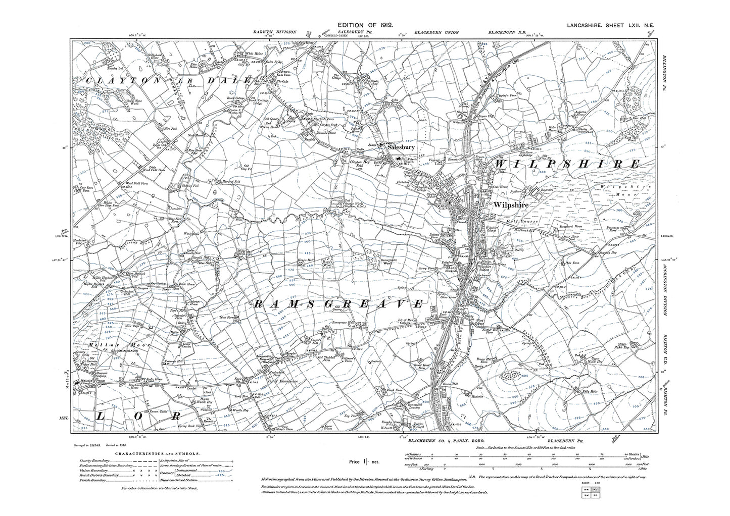 Wilpshire, Salesbury - Lancashire in 1912 : 62NE