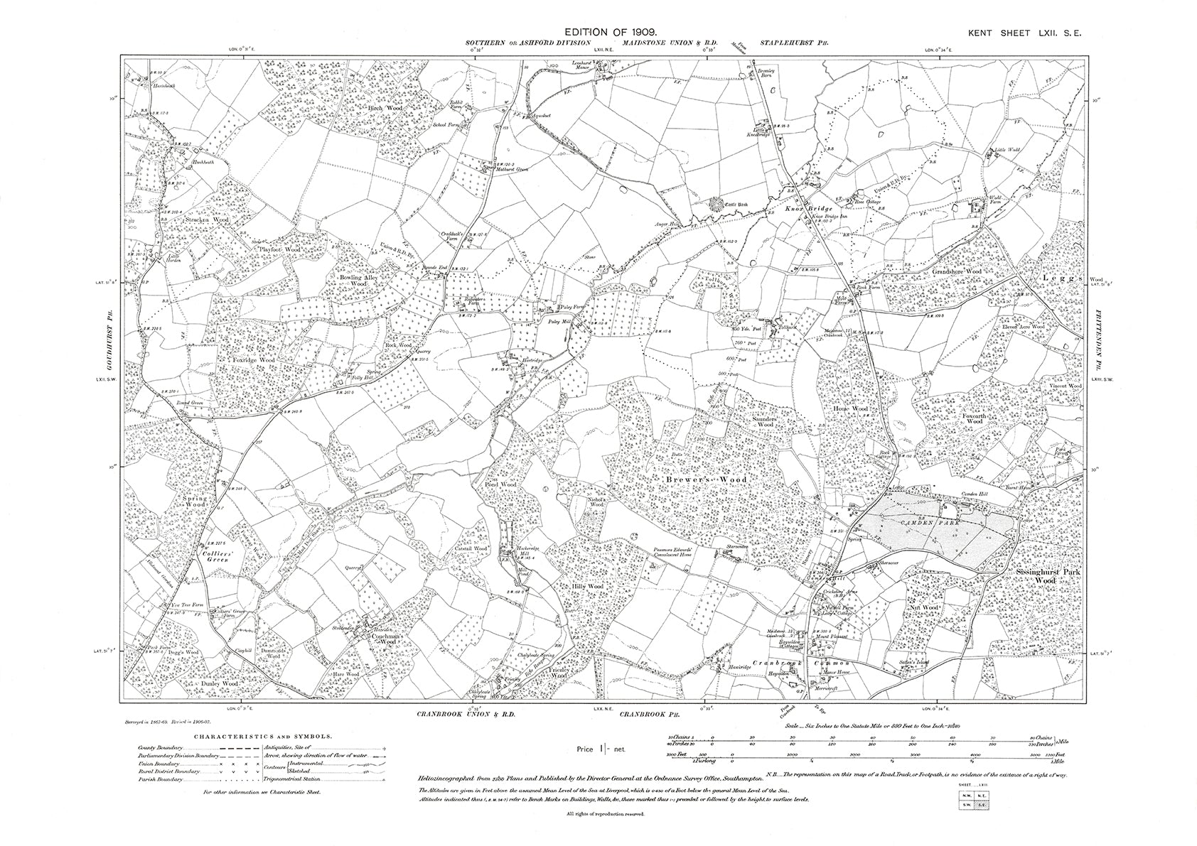 Cranbrook, old map Kent 1909: 62SE – Old Map Downloads