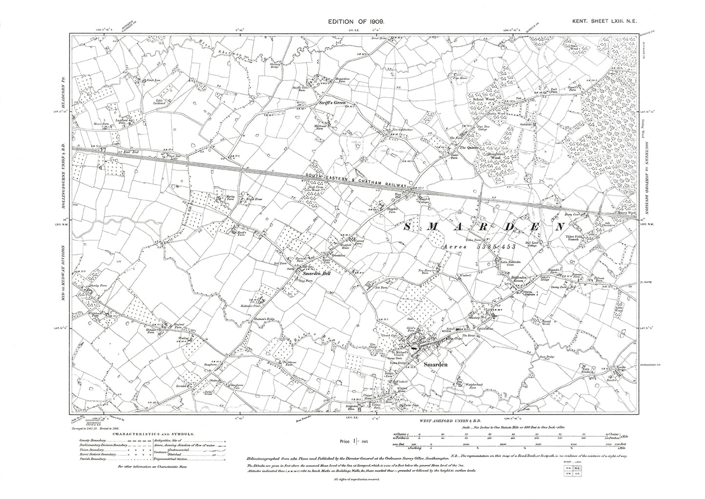 Smarden, old map Kent 1909: 63NE