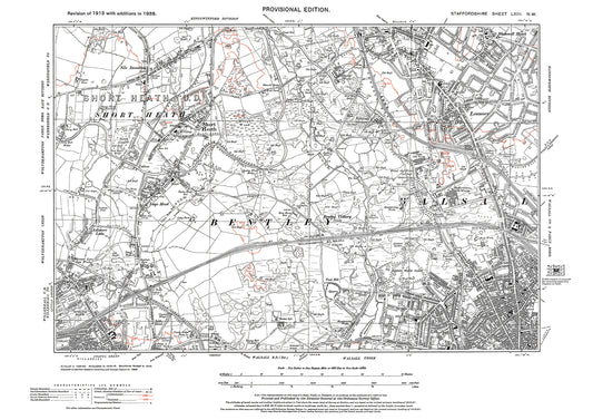 Walsall (northwest) Leamore, Short Heath, Chapel Green, Willenhall (north), Bloxwich (south), old map Staffs 1938: 63NW