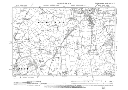 Old OS map dated 1903, showing Wickwar, Rangeworthy in Gloucestershire - 64SW