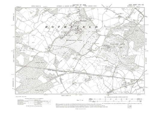 Hothfield, old map Kent 1908: 64NE