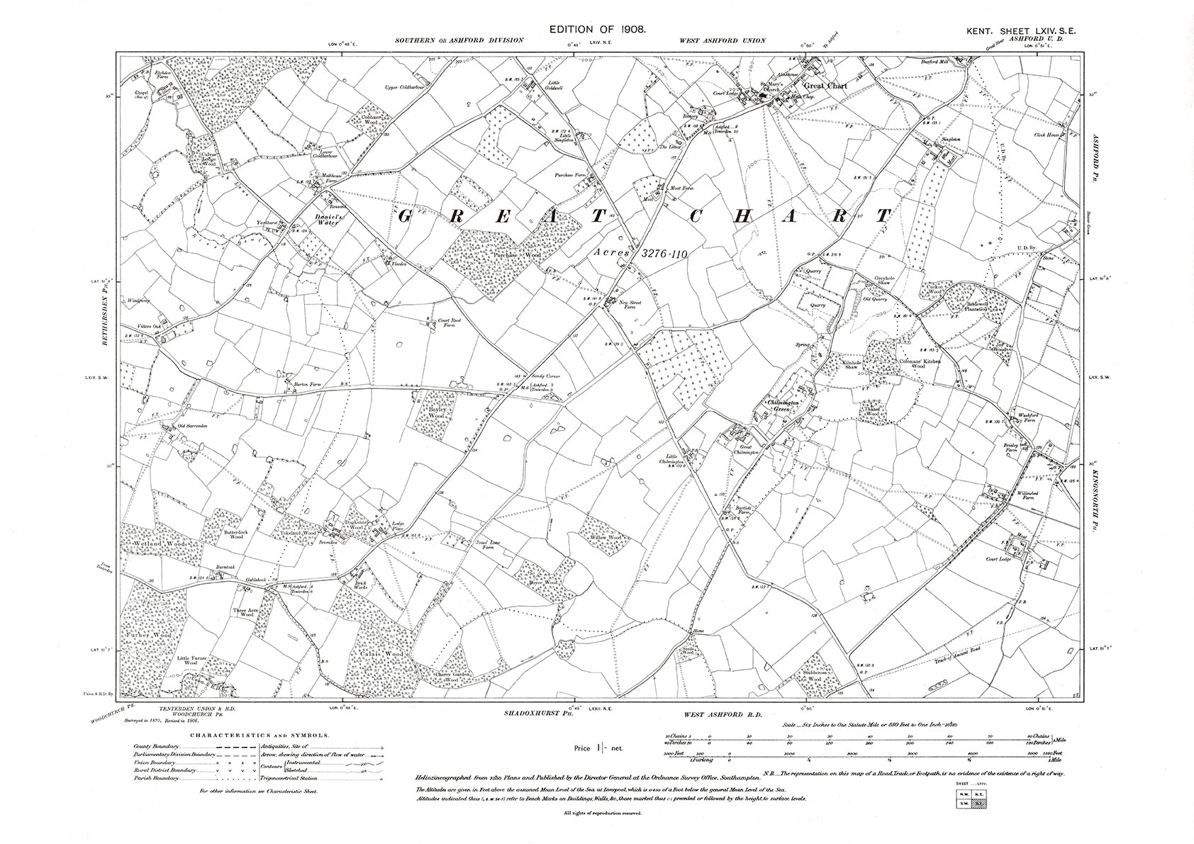 Great Chart, old map Kent 1909: 64SE – Old Map Downloads