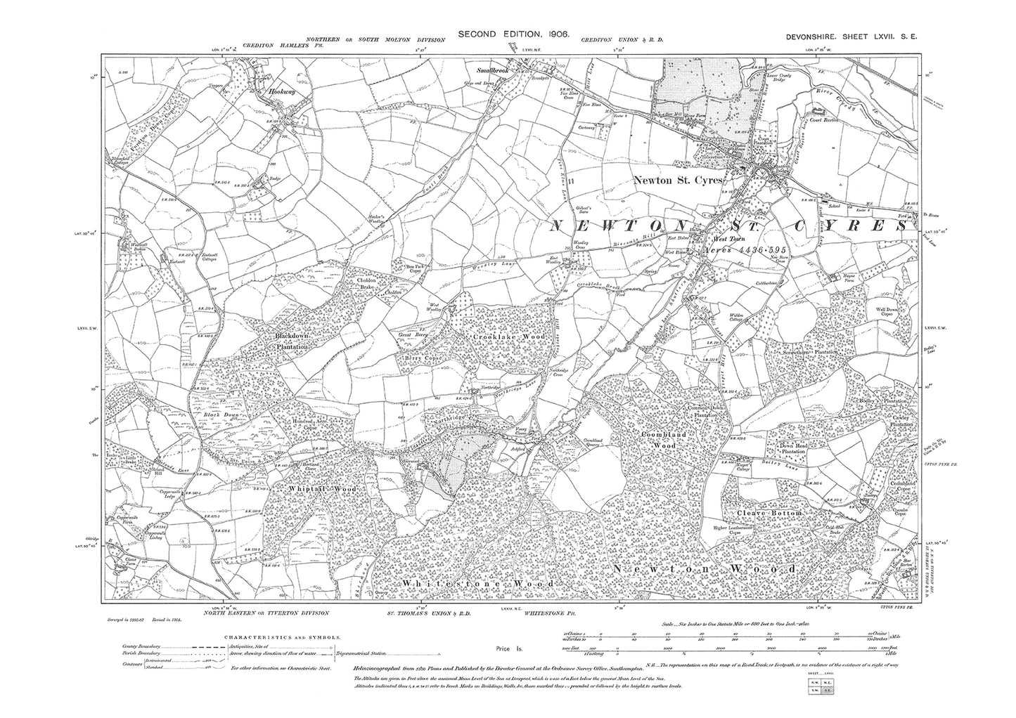 Newton St. Cyres, Hookway, Old Map Devon 1906: 67SE
